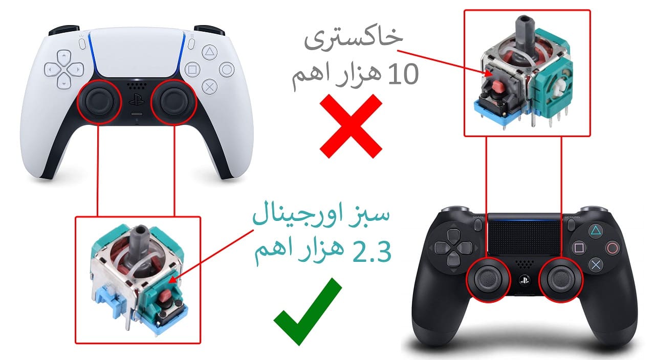 تفاوت آنالوگ دسته PS4 با PS5