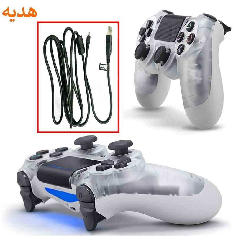 دسته پلی استیشن 4 شیشه ای سفید