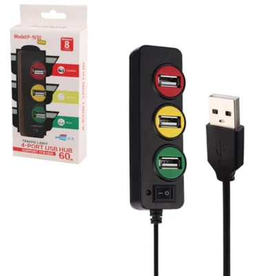 هاب 4 پورت USB 2.0 مدل P-1030 طرح چراغ راهنمایی