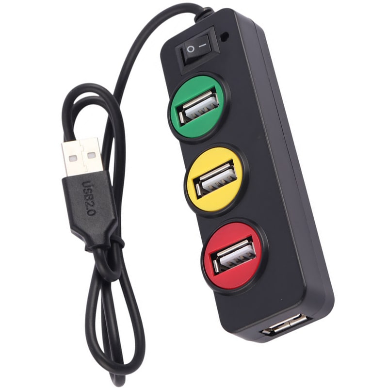 هاب 4 پورت USB 2.0 مدل P-1030 طرح چراغ راهنمایی