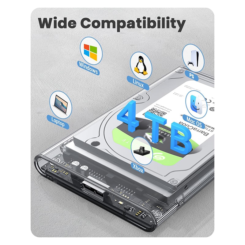 قاب هارد USB 3.0 شفاف اکسترنال مدل 2139U3