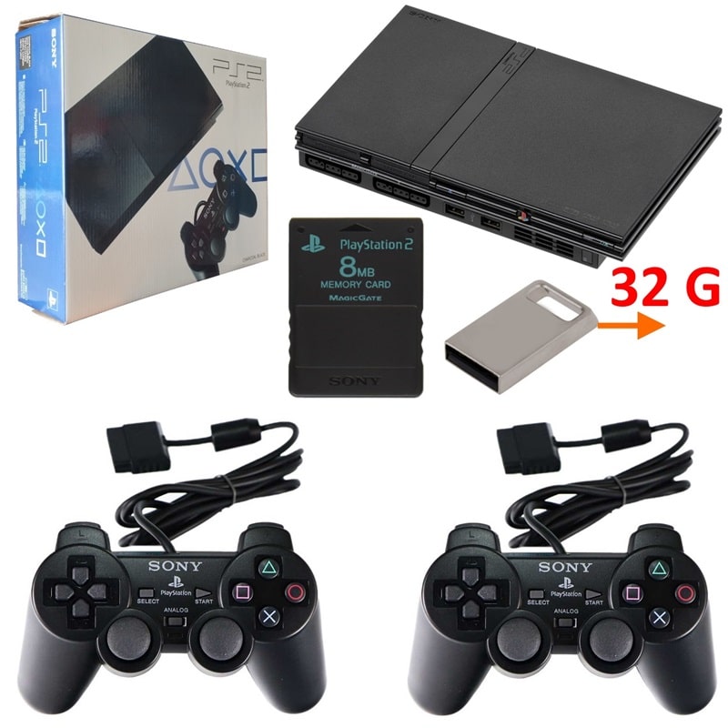 پلی استیشن 2 (PS2) فلش خور مدل آداپتوری 32G دو دسته