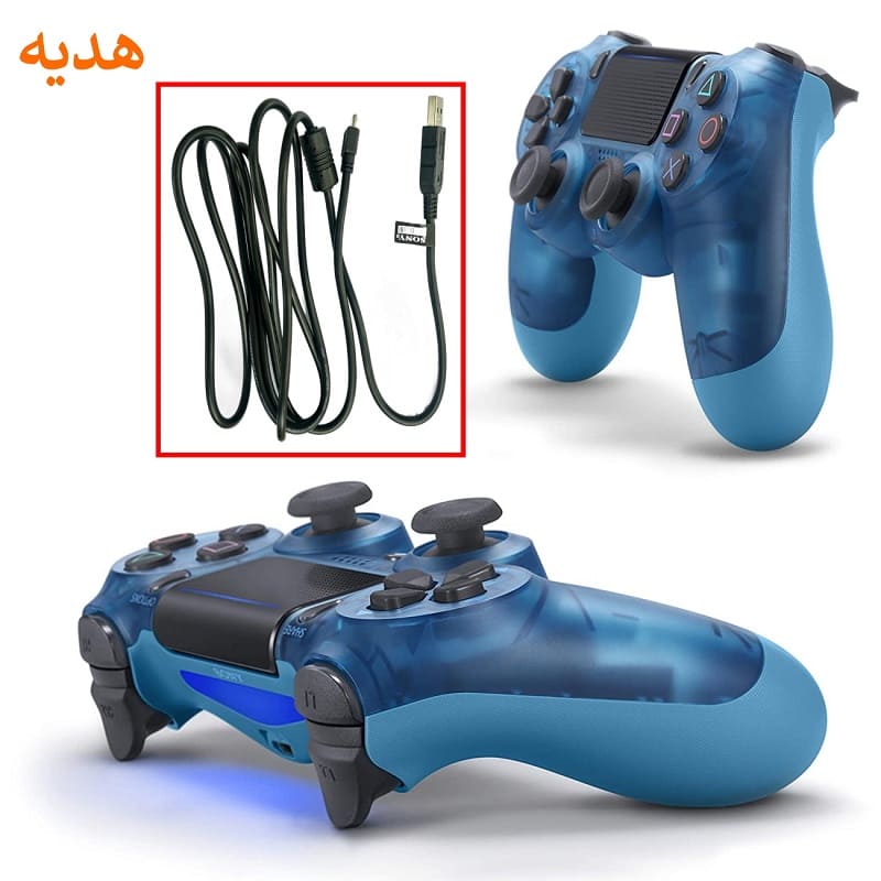 دسته غیر اصل پلی استیشن 4 شیشه ای آبی