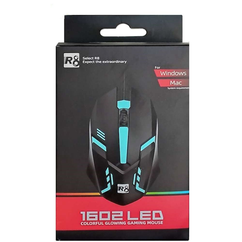 موس گیمینگ سیمی R8 مدل 1602 LED (چراغ دار)