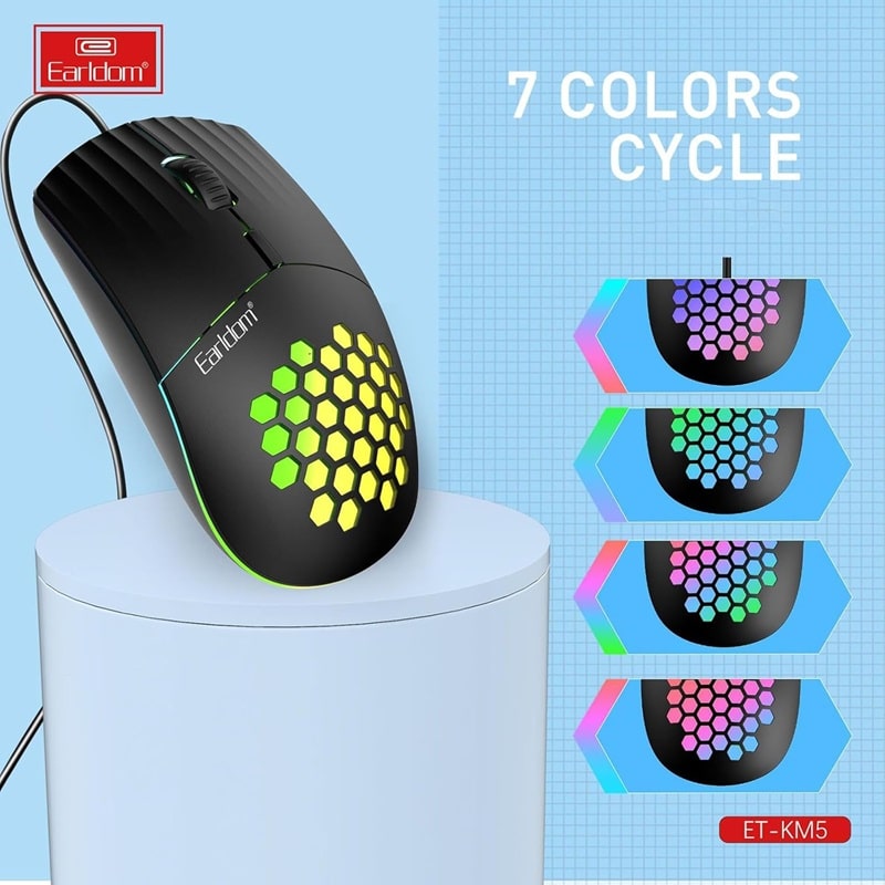 ماوس با نورپردازی RGB تایپ سی ارلدام مدل KM5
