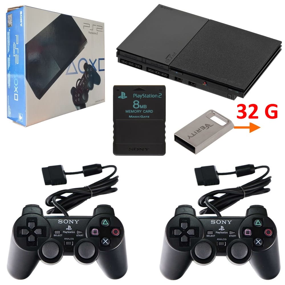 کنسول بازی ps2 با فلش 32 گیگ دو دسته