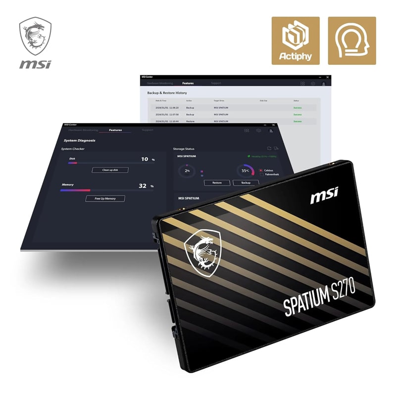 ssd MSI SPATIUM S270 ظرفیت 960 گیگابایت